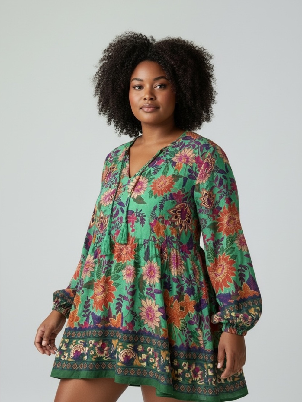 Natural Life Dara Tropical Floral Border Print Tunic Dress – Size M – NWT 🌺🌿
